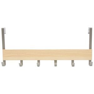 Brightroom Large Over the Door Hook with Wood 6 Hooks Brushed Nickel